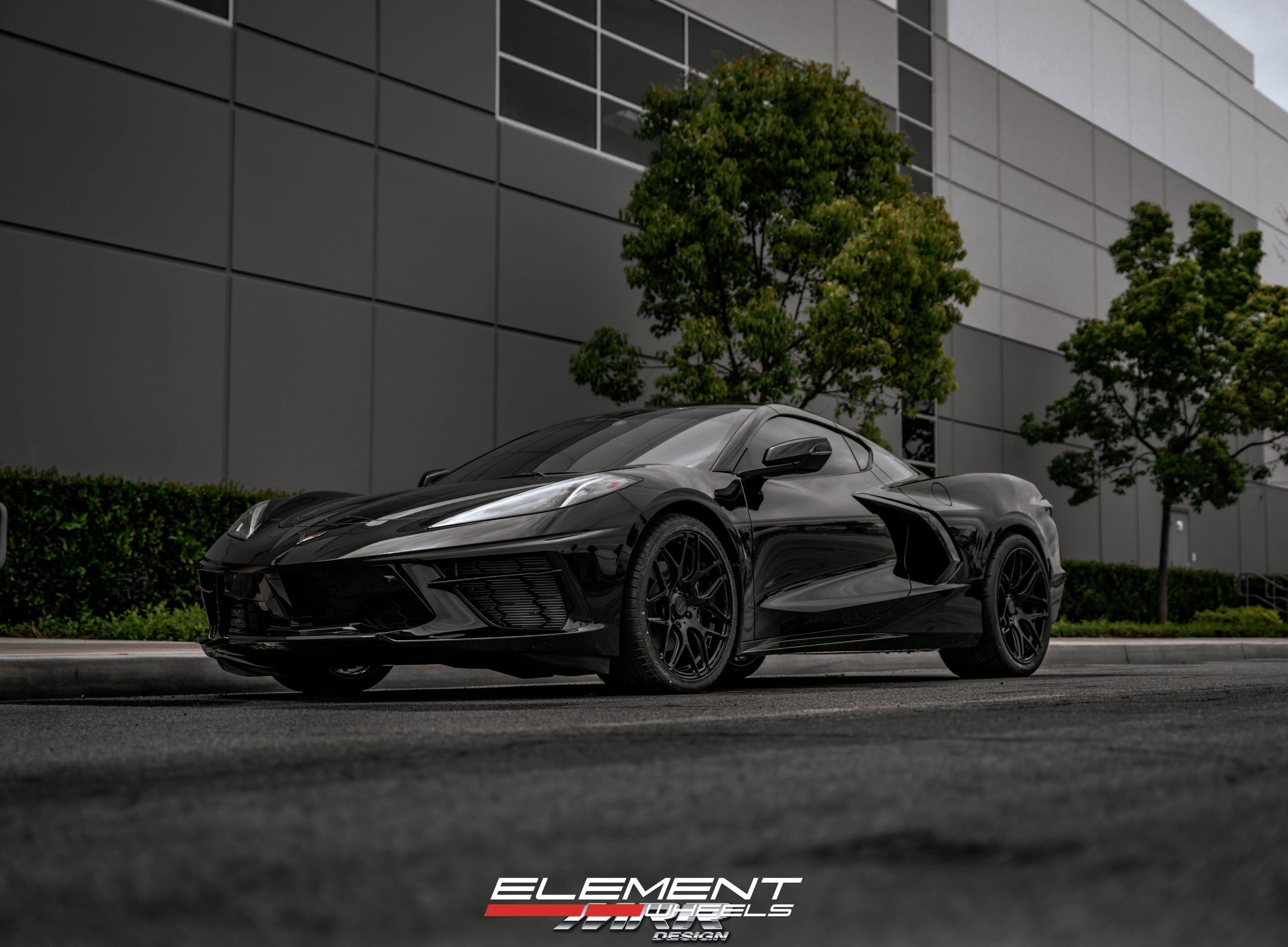 Double Staggered MRR FS01 in Gloss Black on a 2020 C8 Chevrolet Corvette