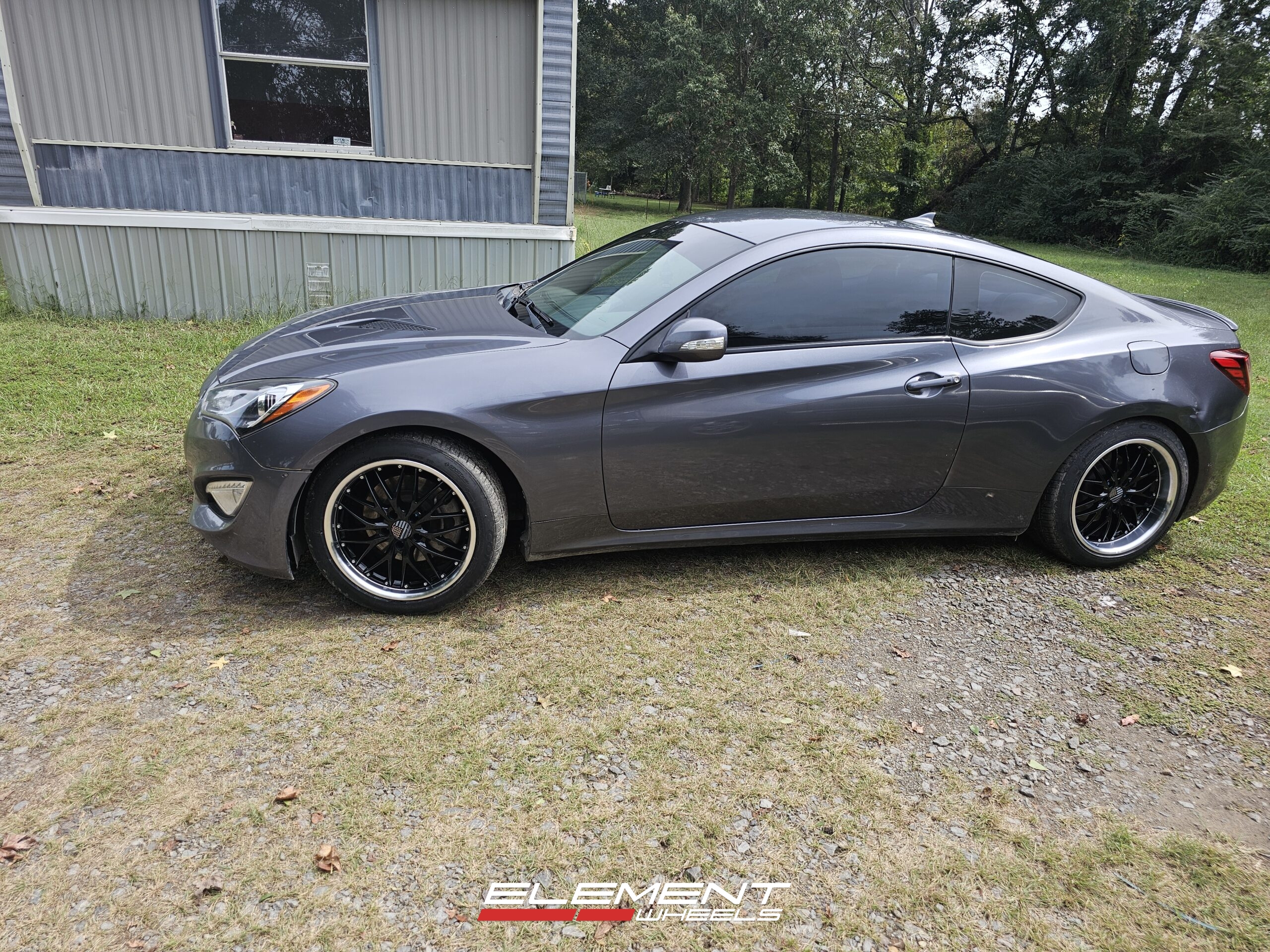 Staggered 18 inch MRR GT1 in Black w/ Machined Lip on a 2015 Hyundai Genesis Coupe